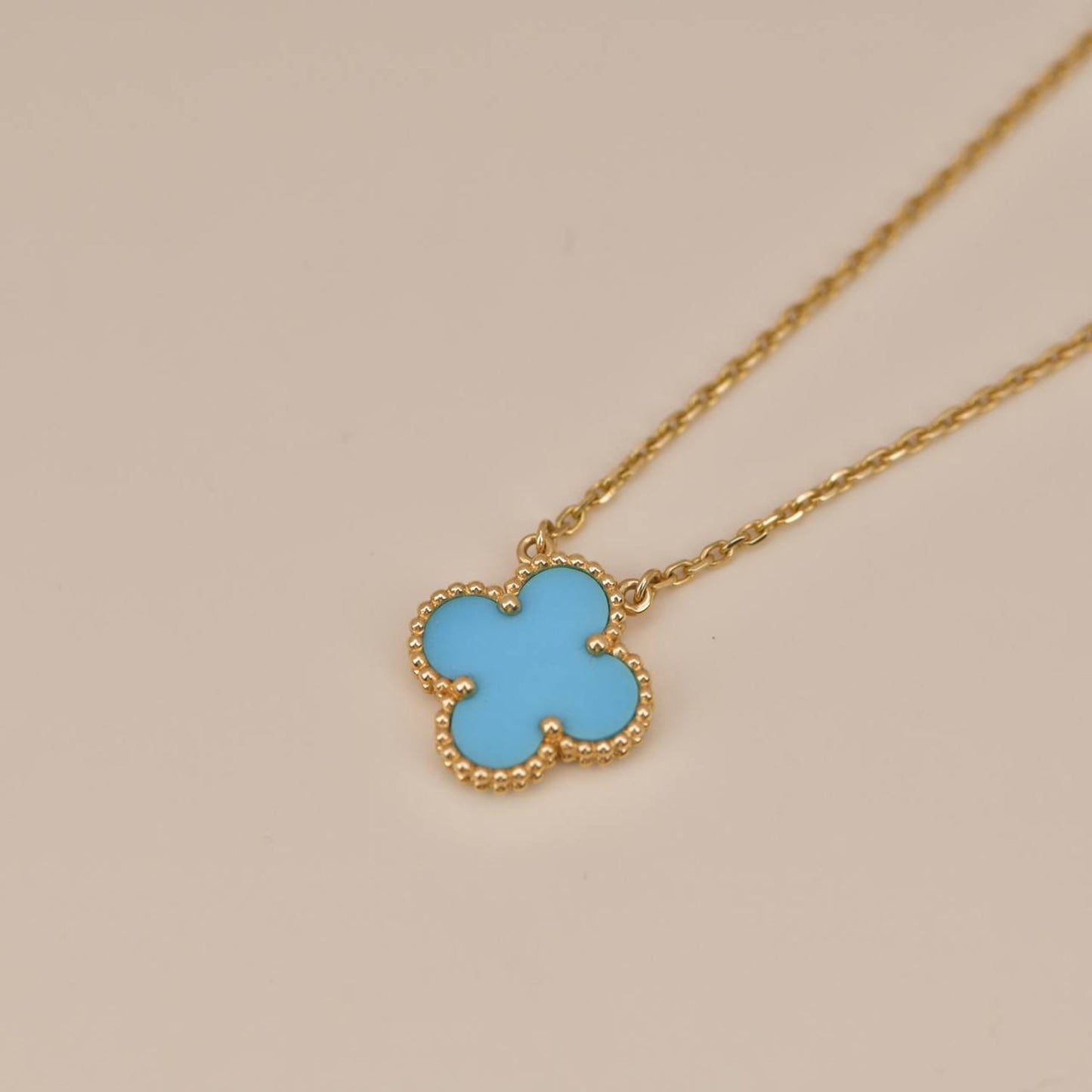 [Olivia Jewelry]CLOVER 15MM VINTAGE TURQUOISE NECKLACE