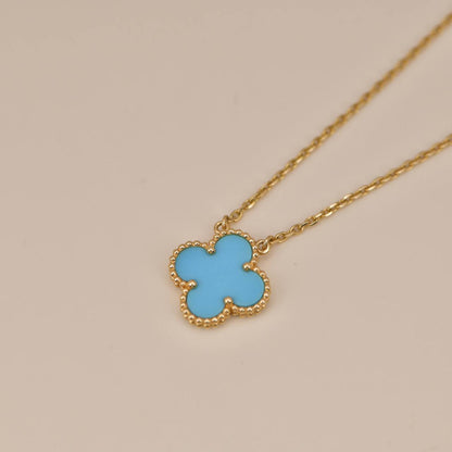 [Olivia Jewelry]CLOVER 15MM VINTAGE TURQUOISE NECKLACE