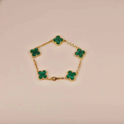 [Olivia JW]CLOVER 5 MOTIFS MALACHITE BRACELET