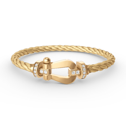 [Olivia Jewelry]FORCE LARGE HORSESHOE HALF DIAMOND BRACELET GOLD