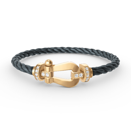 [Olivia Jewelry]FORCE LARGE HORSESHOE HALF DIAMOND BRACELET GOLD