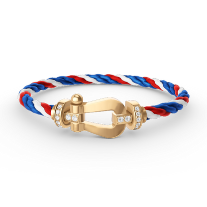 [Olivia Jewelry]FORCE LARGE HORSESHOE HALF DIAMOND BRACELET GOLD