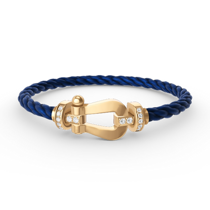 [Olivia Jewelry]FORCE LARGE HORSESHOE HALF DIAMOND BRACELET GOLD