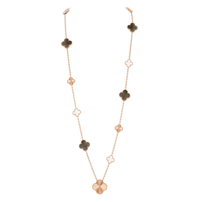 [Olivia JW]DETACHABLE CLOVER 15(11+4) FLOWER ROSE GOLD NECKLACE SET