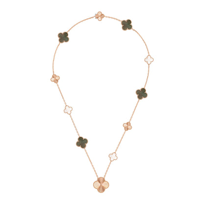 [Olivia JW]DETACHABLE CLOVER 15(11+4) FLOWER ROSE GOLD NECKLACE SET