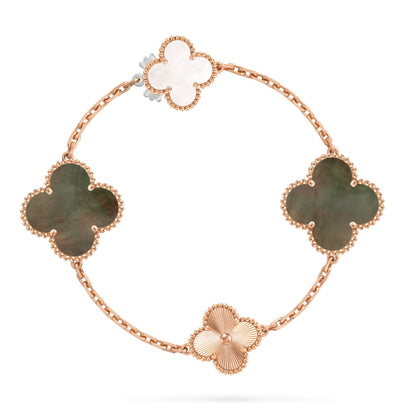 [Olivia JW]DETACHABLE CLOVER 15(11+4) FLOWER ROSE GOLD NECKLACE SET