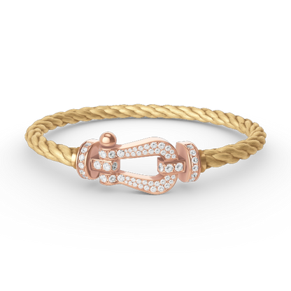 [Olivia Jewelry]FORCE LARGE HORSESHOE FULL DIAMOND BRACELET ROSE GOLD