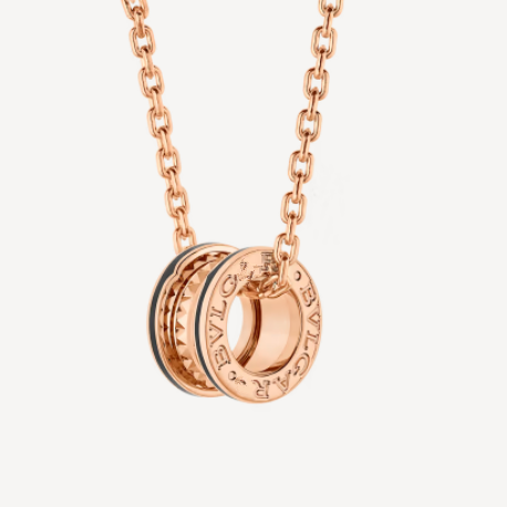 [AURORA]ZERO 1 ROCK PEDANT PINK GOLD BLACK NECKLACE