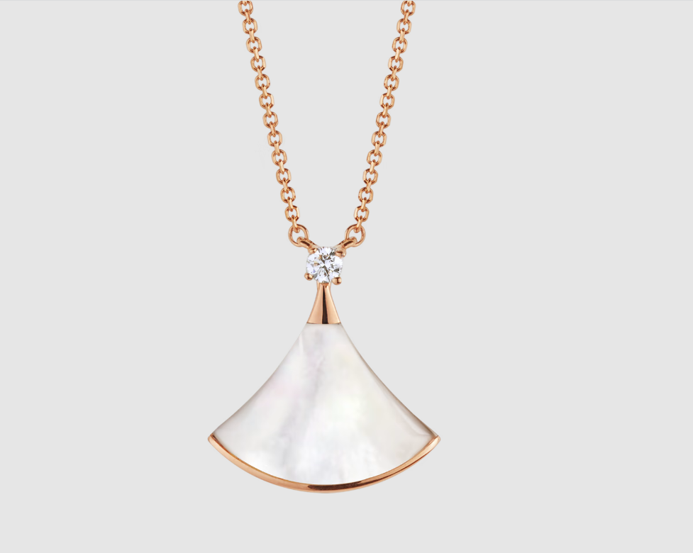 [OLIVIA]DREAM NECKLACE WHITE MOP PINK GOLD 1 DIAMOND