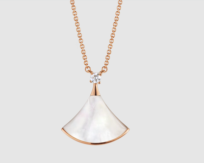 [OLIVIA]DREAM NECKLACE WHITE MOP PINK GOLD 1 DIAMOND