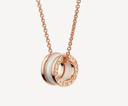 [AURORA]ZERO 1 WHITE CERAMIC PINK GOLD NECKLACE