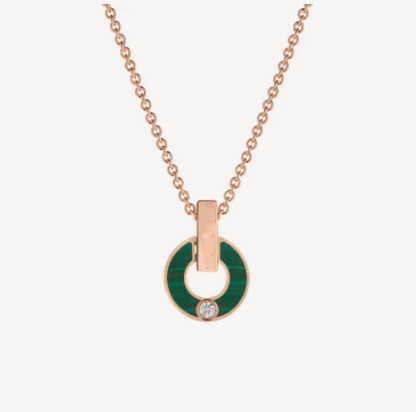 [OLIVIA]GARI NECKLACE PINK GOLD MALACHITE