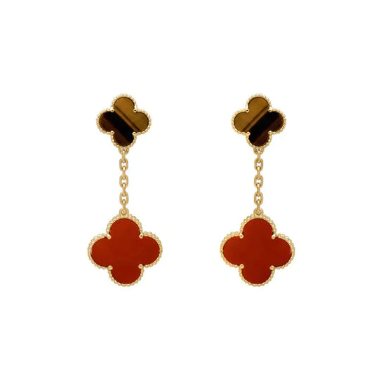 [Olivia Jewelry]CLOVER  2 MOTIF  TIGER EYE CARNELIAN EARRINGS