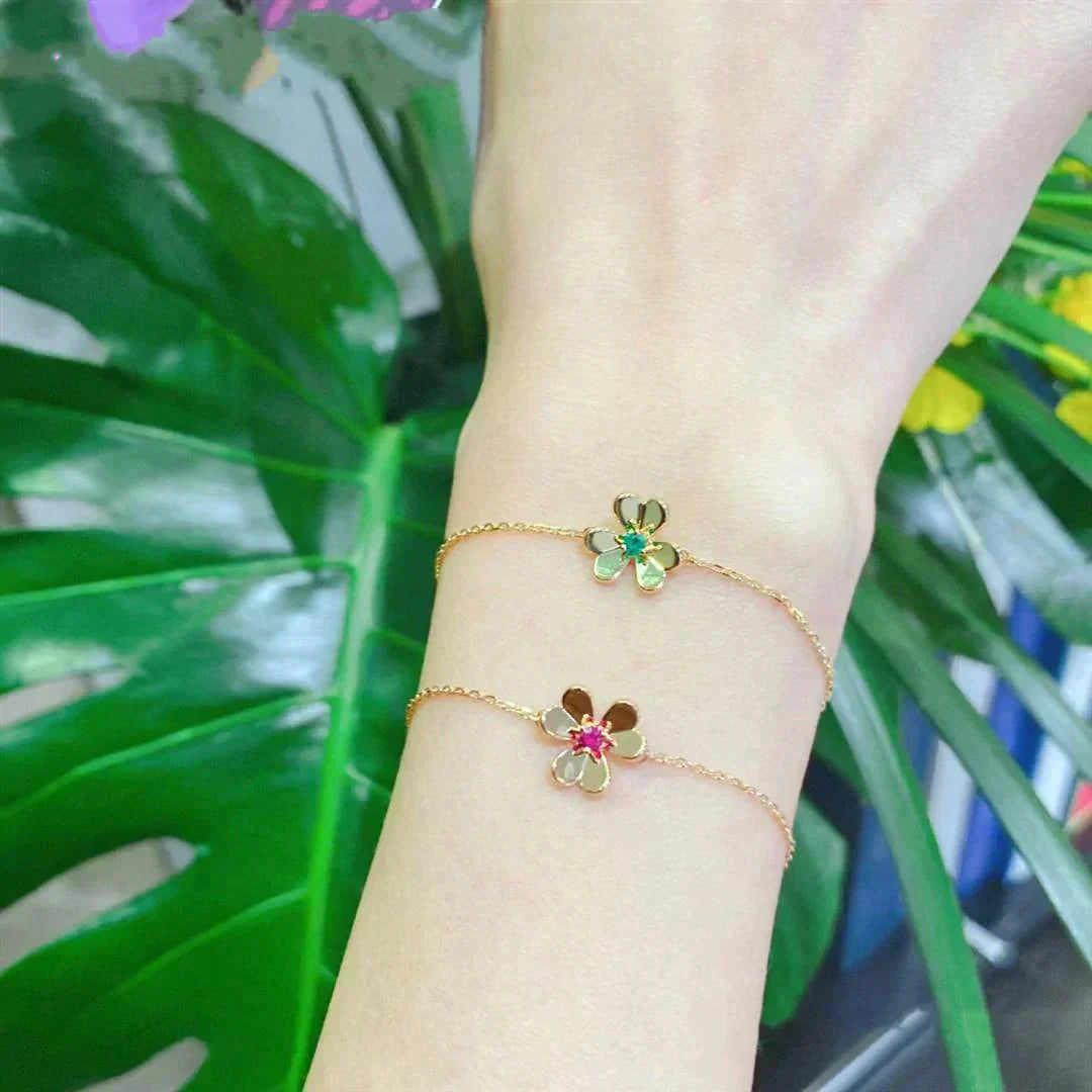 [Olivia Jewelry]FRIVOLE GOLD FLOWER PINK MALACHITE BRACELET