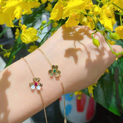 [Olivia Jewelry]FRIVOLE GOLD FLOWER PINK MALACHITE BRACELET