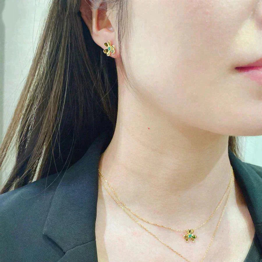 [Olivia Jewelry]FRIVOLE  FLOWER MALACHITE EARRINGS
