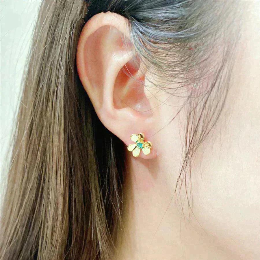 [Olivia Jewelry]FRIVOLE  FLOWER MALACHITE EARRINGS
