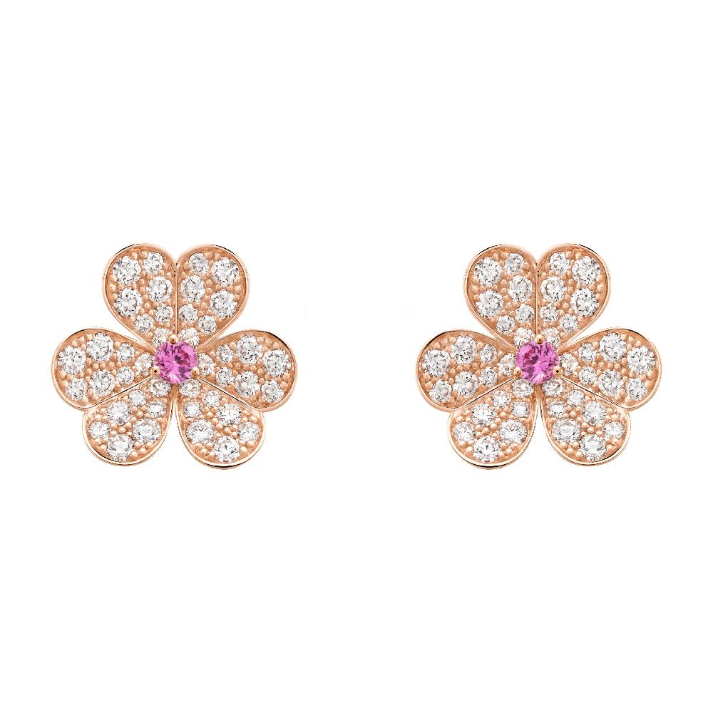 [Olivia Jewelry]FRIVOLE PINK GOLD FLOWER DIAMOND EARRINGS