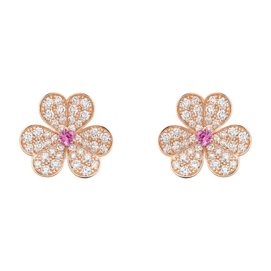 [Olivia Jewelry]FRIVOLE PINK GOLD FLOWER DIAMOND EARRINGS