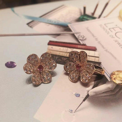 [Olivia Jewelry]FRIVOLE PINK GOLD FLOWER DIAMOND EARRINGS