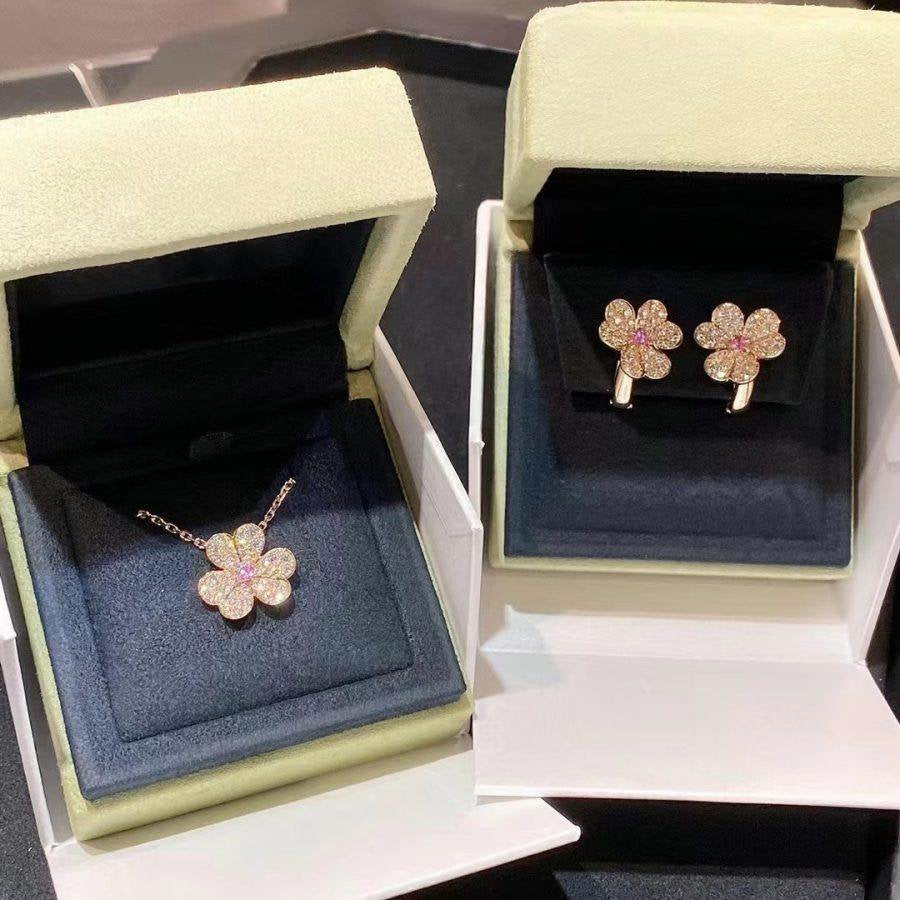 [Olivia Jewelry]FRIVOLE PINK GOLD FLOWER DIAMOND EARRINGS