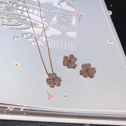 [Olivia Jewelry]FRIVOLE PINK GOLD FLOWER DIAMOND EARRINGS