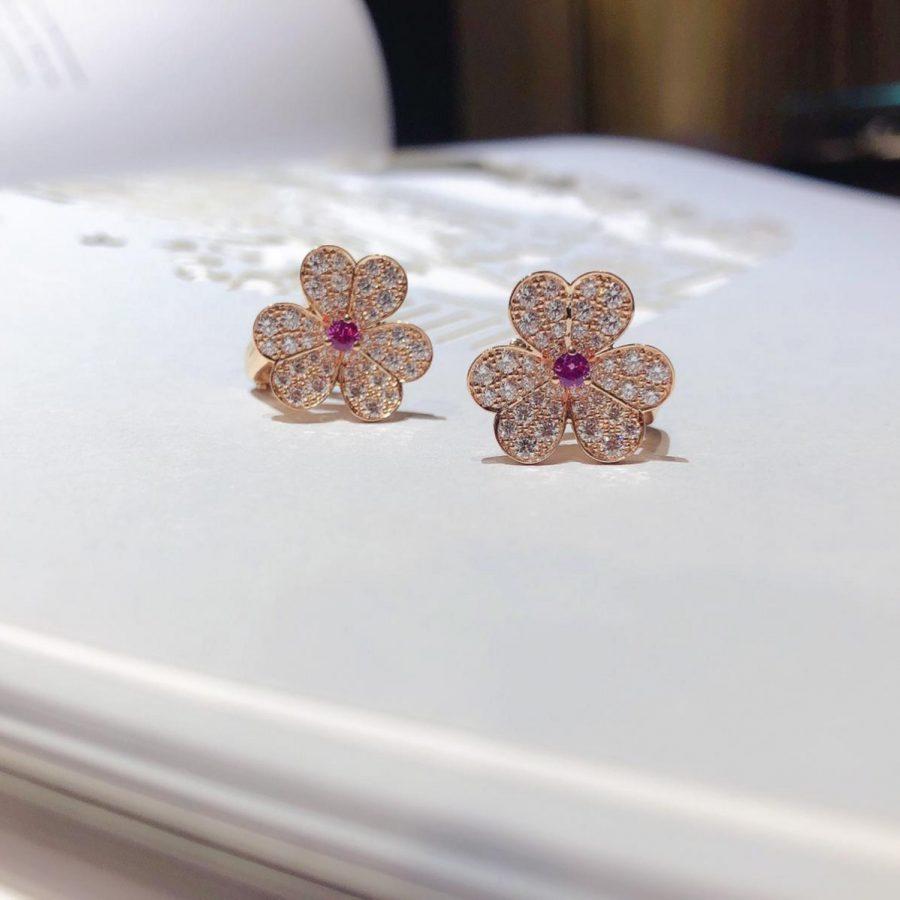 [Olivia Jewelry]FRIVOLE PINK GOLD FLOWER DIAMOND EARRINGS