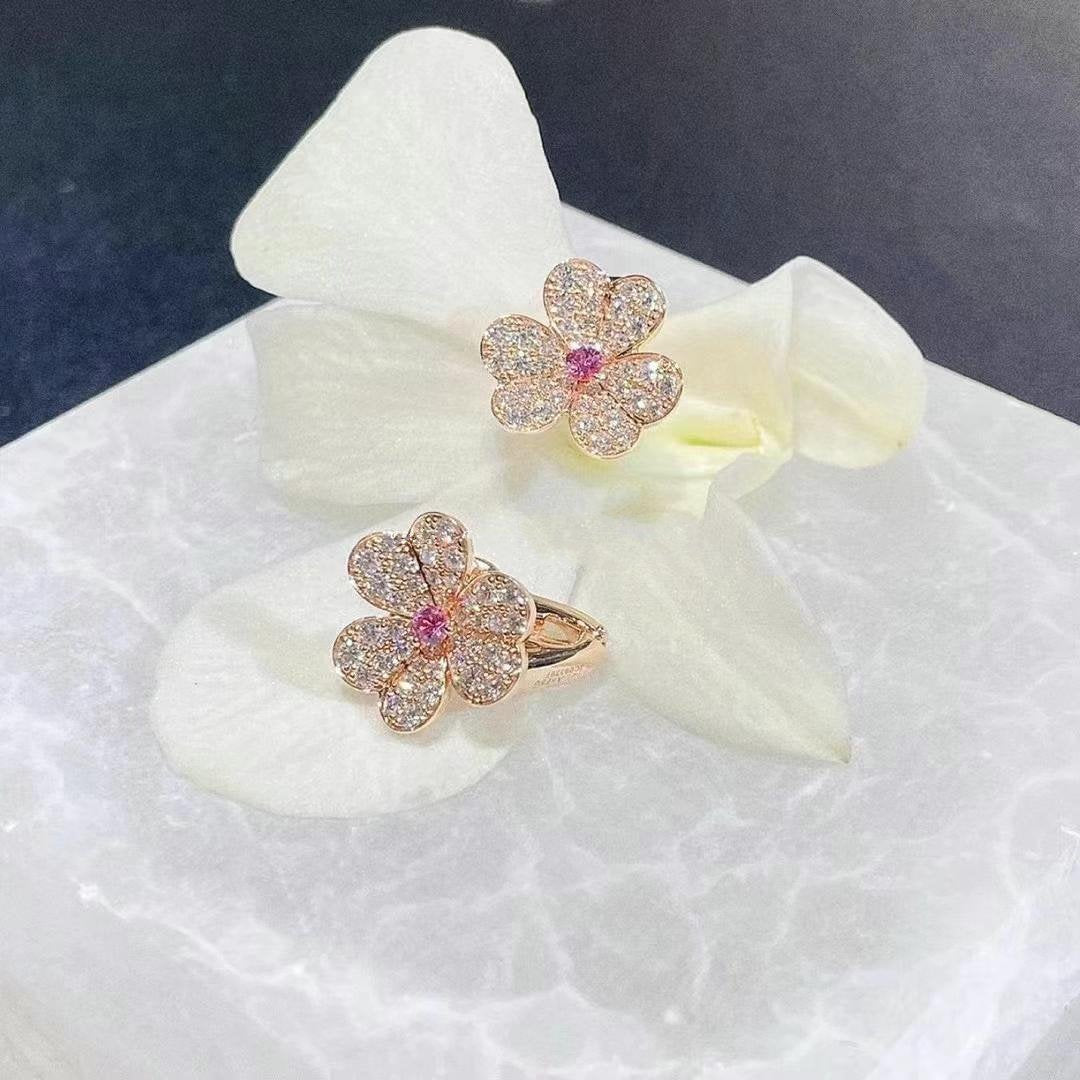[Olivia Jewelry]FRIVOLE PINK GOLD FLOWER DIAMOND EARRINGS