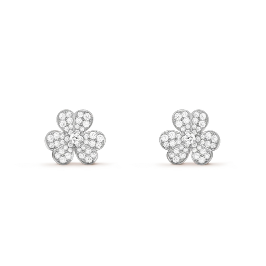 [Olivia Jewelry]FRIVOLE SILVER FLOWER DIAMOND EARRINGS
