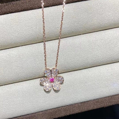 [Olivia Jewelry]FRIVOLE ROSE GOLD FLOWER DIAMOND NECKLACE