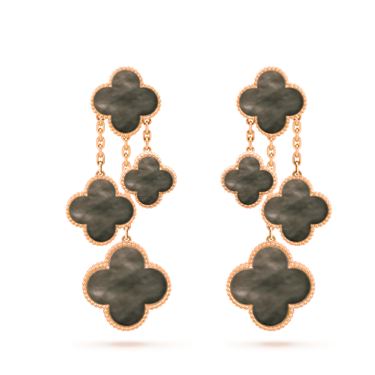 [Olivia Jewelry]CLOVER EARRINGS DARK MOP 4 MOTIFS ROSE GOLD