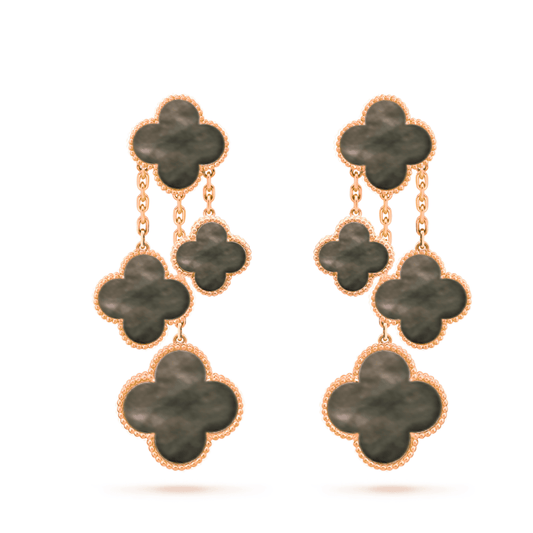 [Olivia Jewelry]CLOVER EARRINGS DARK MOP 4 MOTIFS ROSE GOLD