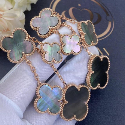 [Olivia Jewelry]CLOVER EARRINGS DARK MOP 4 MOTIFS ROSE GOLD