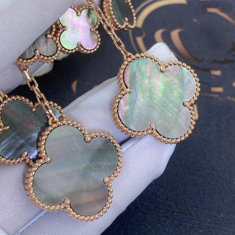 [Olivia Jewelry]CLOVER EARRINGS DARK MOP 4 MOTIFS ROSE GOLD