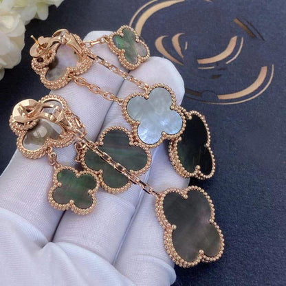 [Olivia Jewelry]CLOVER EARRINGS DARK MOP 4 MOTIFS ROSE GOLD