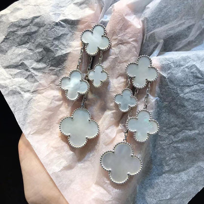 [Olivia Jewelry]CLOVER EARRINGS WHITE MOP 4 MOTIFS SILVER
