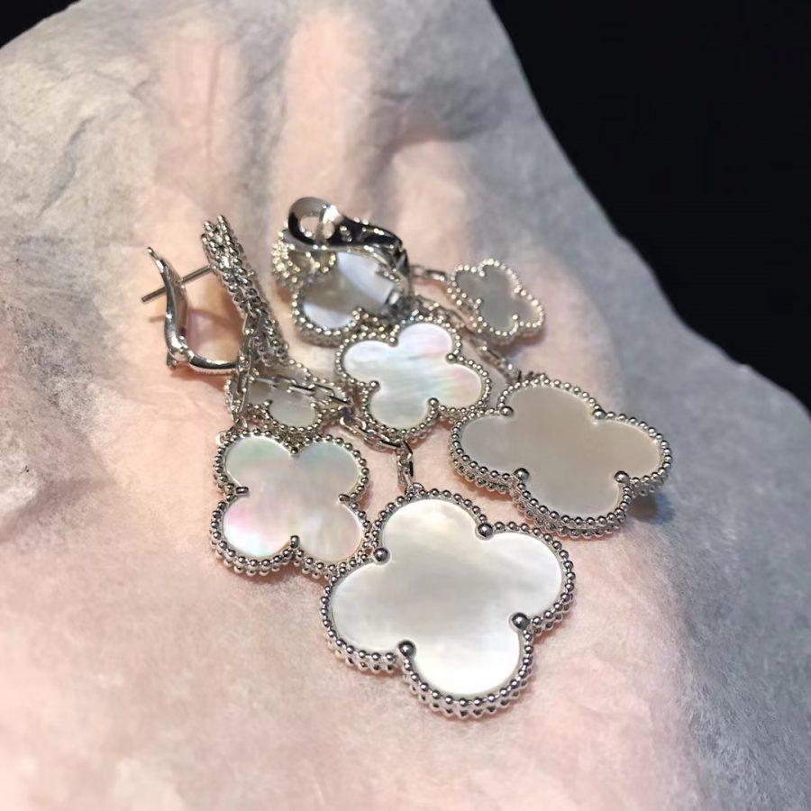 [Olivia Jewelry]CLOVER EARRINGS WHITE MOP 4 MOTIFS SILVER