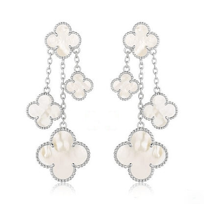 [Olivia Jewelry]CLOVER EARRINGS WHITE MOP 4 MOTIFS SILVER