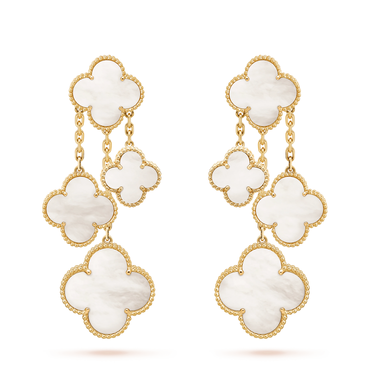 [Olivia Jewelry]CLOVER EARRINGS WHITE MOP 4 MOTIFS GOLD