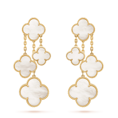 [Olivia Jewelry]CLOVER EARRINGS WHITE MOP 4 MOTIFS GOLD