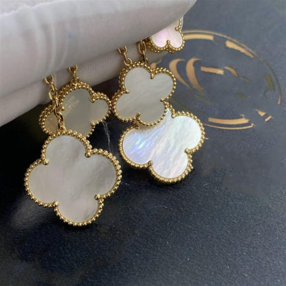 [Olivia Jewelry]CLOVER EARRINGS WHITE MOP 4 MOTIFS GOLD