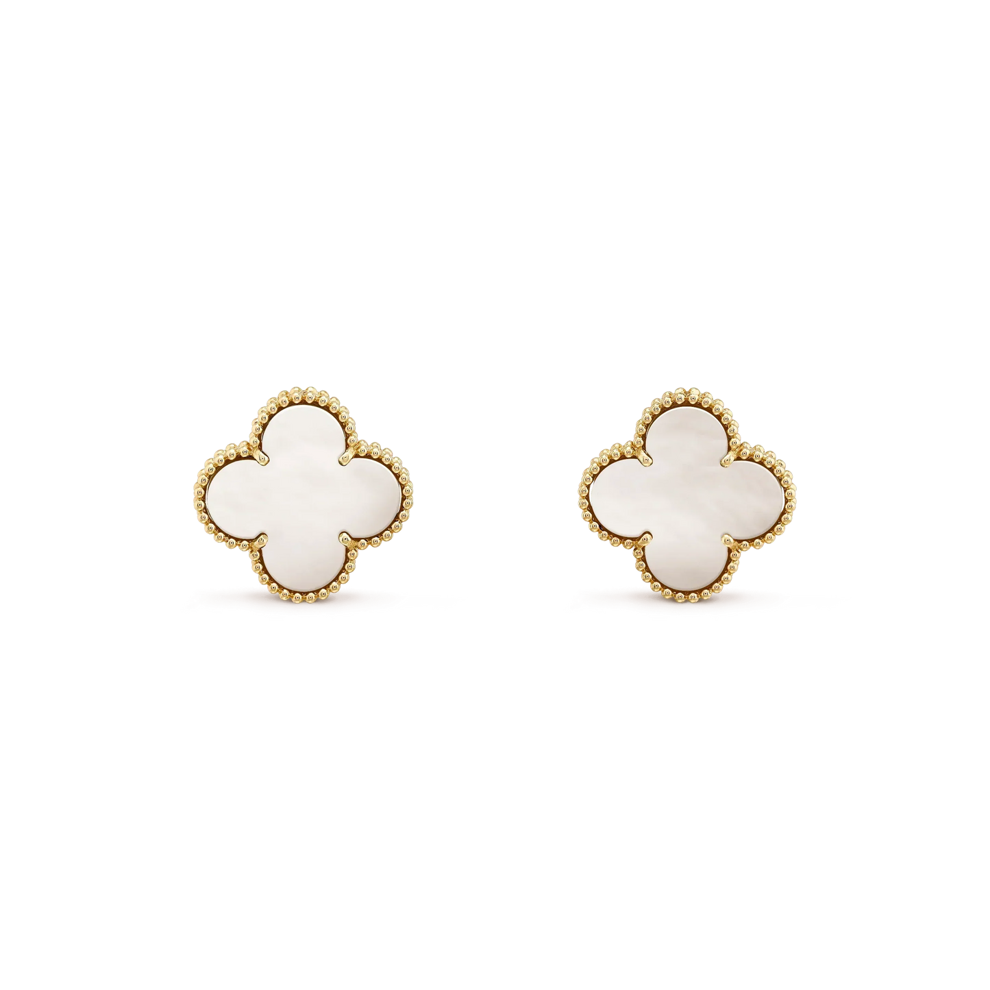 [Olivia Jewelry]CLOVER MEDIUM 1 MOTIFS  WHITE MOP STUD EARRINGS