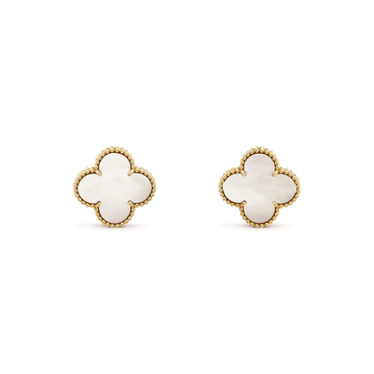 [Olivia Jewelry]CLOVER MEDIUM 1 MOTIFS  WHITE MOP STUD EARRINGS