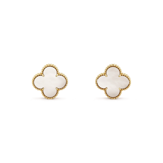 [Olivia Jewelry]CLOVER MEDIUM 1 MOTIFS  WHITE MOP STUD EARRINGS