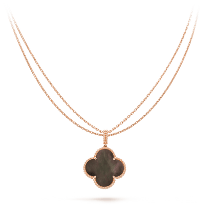 [Olivia Jewelry]CLOVER 25MM GOLD DARK MOP BIG CLOVER NECKLACE