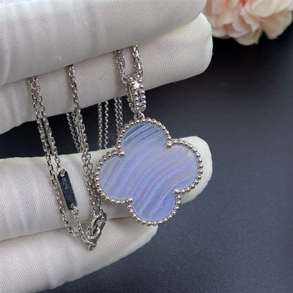[Olivia Jewelry]CLOVER SILVER CHALCEDONY BIG CLOVER NECKLACE