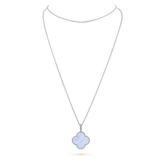 [Olivia Jewelry]CLOVER SILVER CHALCEDONY BIG CLOVER NECKLACE