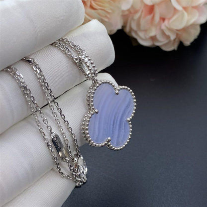 [Olivia Jewelry]CLOVER SILVER CHALCEDONY BIG CLOVER NECKLACE