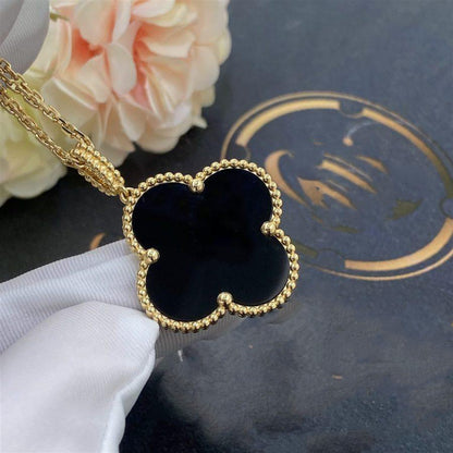 [Olivia Jewelry]CLOVER 25MM GOLD ONYX BIG CLOVER NECKLACE