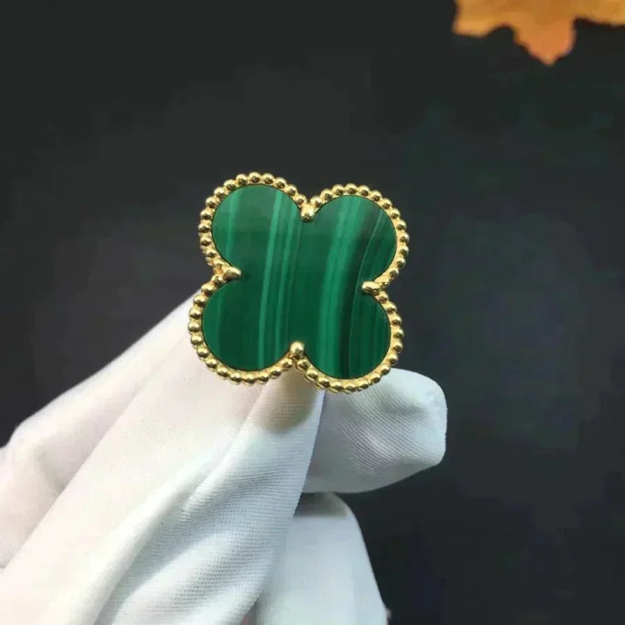 [Olivia Jewelry]CLOVER MALACHITE RING